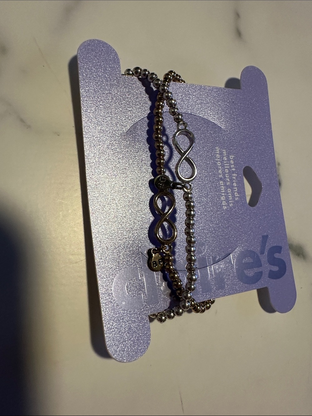Claire's Silver Infinity and Beaded Bracelet Best Friends Set